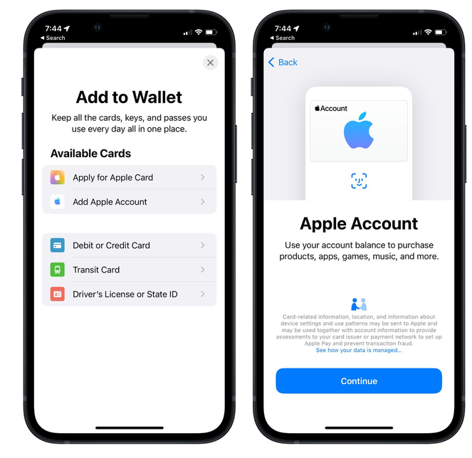 华宁苹果手机维修分享iOS 15.5钱包App如何添加 Apple 账户 